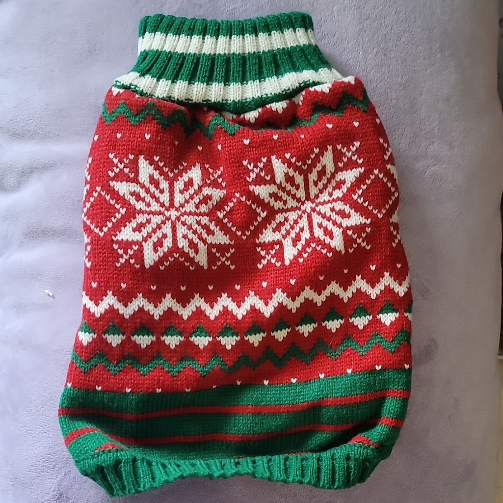 Festive Red and Green Dog Sweater